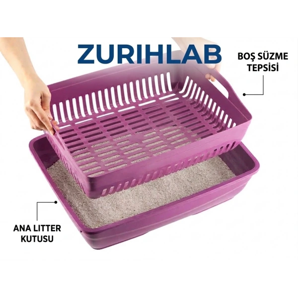 ZURIHLAB Pratik Süzgeçli Açık Kedi Tuvaleti