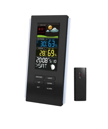 Dijital Termometre - İç Dış Wireless Hava Takip - Siyah Renk - Yüksek Kaliteli