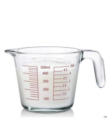 Kulplu Cam Ölçü Kabı Beher 500 mL - Yüksek Kaliteli