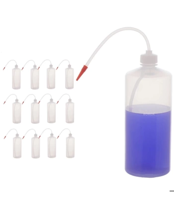 Plastik Uzun Form Piset 1000 ml - Şeffaf Yıkama Şişesi - 12 Adetlik Toptan Set