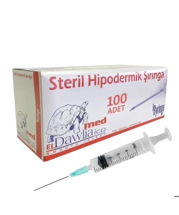 Steril Enjektör Şırınga 5cc (5mL) - 3 Parça - 100 Adetlik Set
