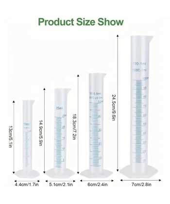Plastik Mezür 4lü Set - (100mL-50mL-25mL-10mL)