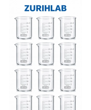 Cam Beher 25 mL – Borosilikat Cam – Laboratuvar Tipi – 6 Adet Set