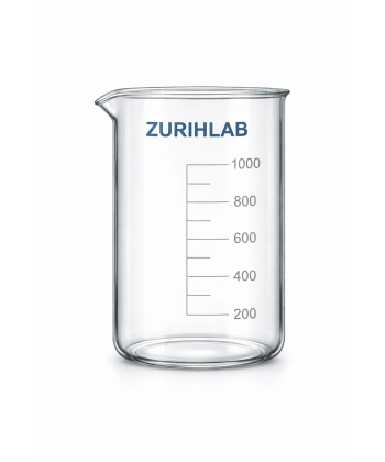 Kısa Form Isıya Dayanıklı Cam Beher 1000 mL (1-Litre) Beaker - Yüksek Kaliteli - Zurih Lab