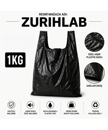 ZURIHLAB Hışır Atlet Poşet Büyük Boy Siyah Renk 1 KG - Dayanıklı Market Ve Mağaza Poşeti