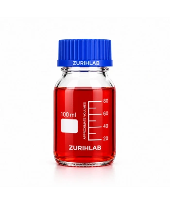 ZURIHLAB Cam Şişe 100 ml - Vida Kapaklı Boş Numune Şişesi - Otoklav Şişe
