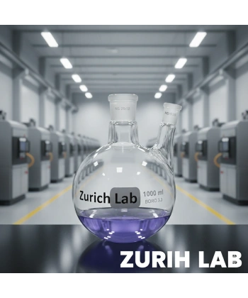 Cam Balon 1000ml Dibi Yuvarlak Şilifli İki Boyunlu | Laboratuvar Balonu - Zurih Lab