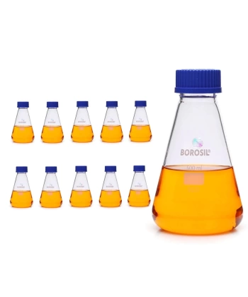 Cam Erlen (Erlenmeyer Flask) 500 mL - GL45 Kapaklı - 10 Adetlik Toptan Set