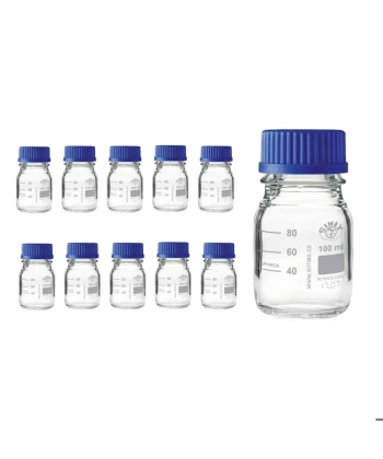 Cam Otoklav Numune Şişe 100 mL - Vida Kapaklı Boş Şişe - 10 Adetlik Toptan Set - Yüksek Kaliteli