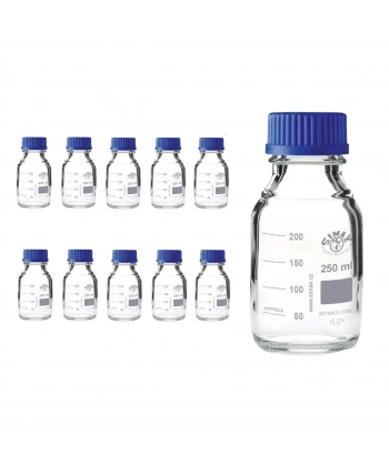 Cam Otoklav Numune Şişe 500 mL - Vida Kapaklı Boş Şişe - 10 Adetlik Toptan Set - Yüksek Kaliteli