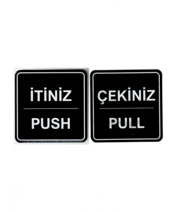 İtiniz/Çekiniz Uyarı Etiketi - 10 Adetlik Set - Yönlendirme Levhası - 12x12cm - Kendinden Yapışkanlı