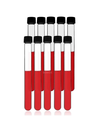 Kapaklı Cam Deney Tüpü (Test Tüpü) 16x160 mm - 10 Adetlik Set - Yüksek Kaliteli