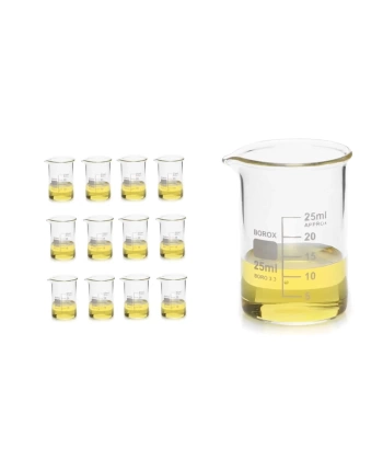 Kısa Form Cam Beher (Beaker) 25 mL - 12 Adetlik Set