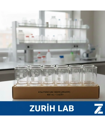 Kısa Form Cam Beher (Beaker) 400 mL - 12 Adetlik Set
