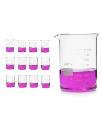 Kısa Form Cam Beher (Beaker) 400 mL - 12 Adetlik Set