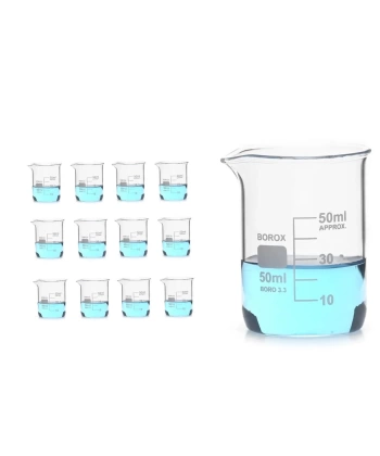 Kısa Form Cam Beher (Beaker) 50 mL - 12 Adetlik Set