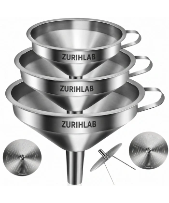 Kulplu ve Süzgeçli Paslanmaz Çelik Huni - Filtreli