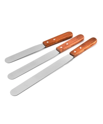 Paslanmaz Bıçaklı Ahşap Saplı Spatula Seti - 3 Farklı Boy Set - Yüksek Kaliteli
