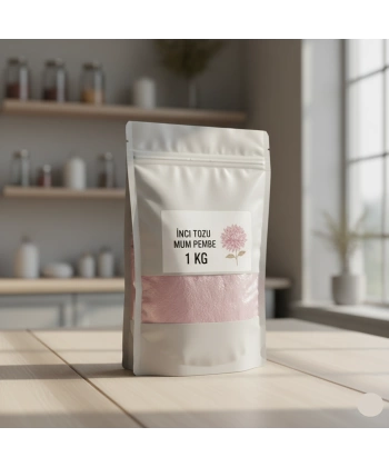 Pembe Renk İnci Tozu Mum 1 KG – Dekoratif ve Kozmetik Kullanıma Uygun