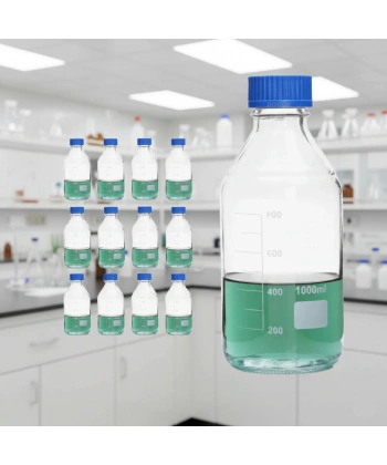 Vida Kapaklı Cam Numune ve Otoklav Şişesi 1000 ml – (12’li Toptan Set) | Zurih Lab & Zürih Ticaret