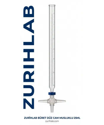 ZURIHLAB Düz Cam Musluklu Büret 25mL