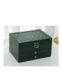 Lüks Anahtarlı Kapitoneli Deri Büyük Boy Takı, Seyahat Ve Mücevher Çantası,kutusu Yeşil(17x23 Cm )