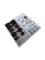 Organizatör Gri Süet Tabla Kolye & Yüzük Düzenleyici Ve Gözlük(8 Yastık)(6 Gözlük & 6 Bölmeli)36x38