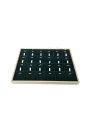 Süet Bölmeli Kolye Küpe Tablası (Ahşap Kasalı) 18li (Yeşil)