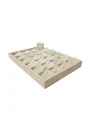 Süet Bölmeli Kolye Küpe Tablası (Ahşap Kasalı) 18li (Krem)