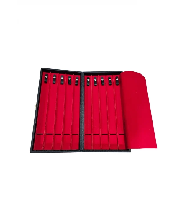 10lu Tesbih Kutusu (ahşap Kasa) Siyah Deri 18x35 cm