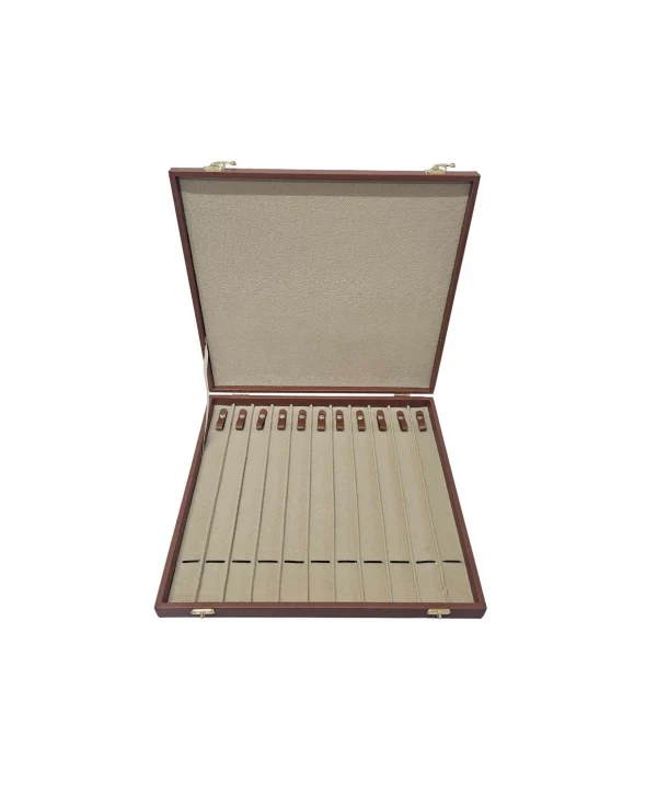 11li Tesbih (ahşap Kasa) Taba Deri Çanta& Kutu 35x38 Cm Taba