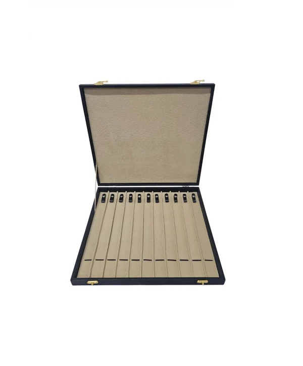 11li Tesbih (ahşap Kasa) Taba Deri Çanta& Kutu 35x38 Cm Siyah