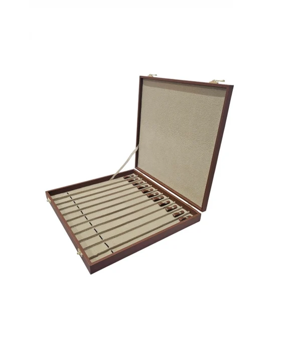 11li Tesbih (ahşap Kasa) Taba Deri Çanta& Kutu 35x38 Cm Taba