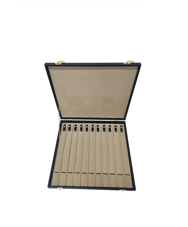 11li Tesbih (ahşap Kasa) Taba Deri Çanta& Kutu 35x38 Cm Siyah