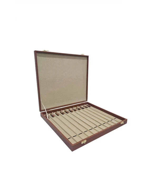 11li Tesbih (ahşap Kasa) Taba Deri Çanta& Kutu 35x38 Cm Taba