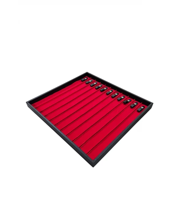 11li Tesbih & Bileklik Sunum Tablası (ahşap Kasa) Siyah Deri 35x38 Cm