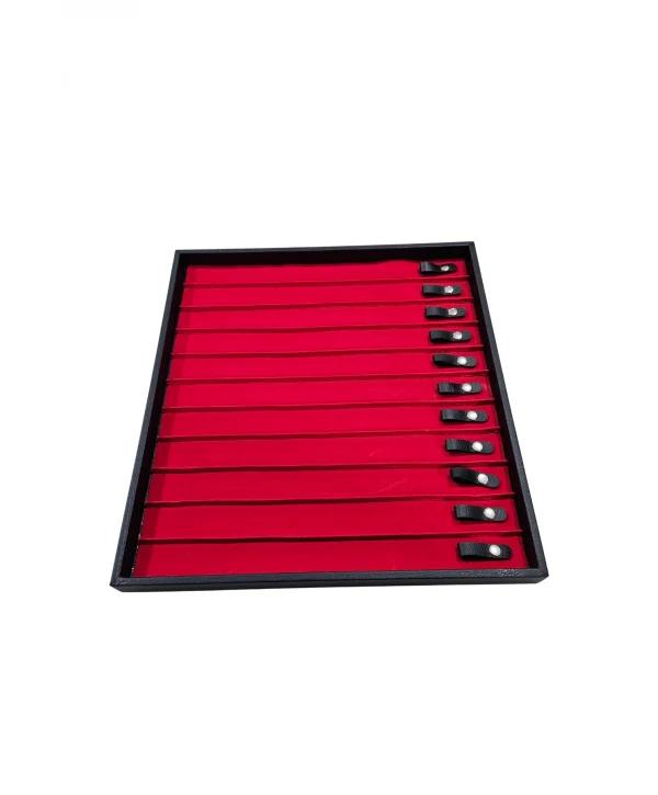 11li Tesbih & Bileklik Sunum Tablası (ahşap Kasa) Siyah Deri 35x38 Cm