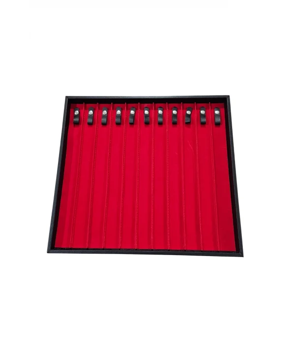 11li Tesbih & Bileklik Sunum Tablası (ahşap Kasa) Siyah Deri 35x38 Cm