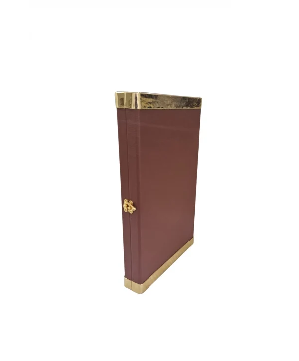 14lu Tesbih Kutusu (ahşap Kasa) Deri Yaldız Şeritli TABA 26x42 cm