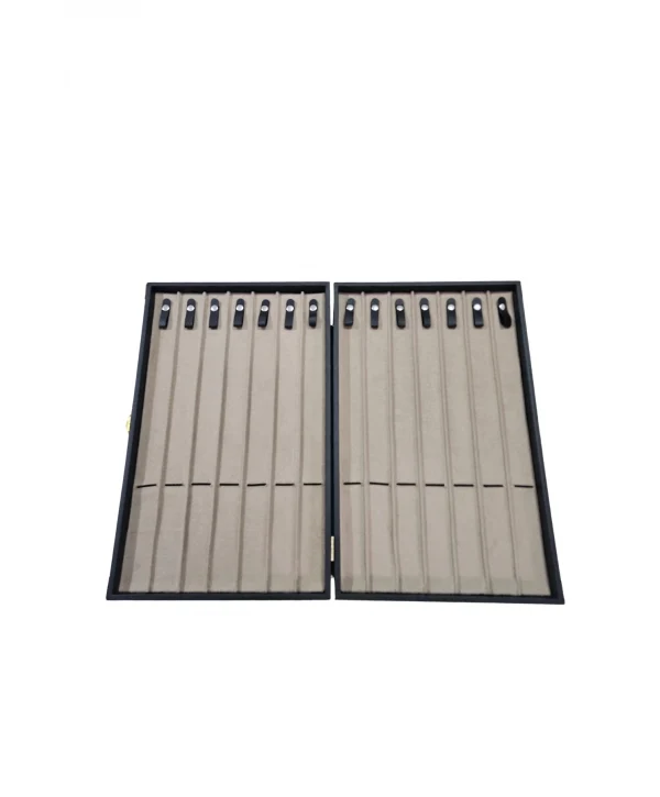 14lu Tesbih Kutusu (ahşap Kasa) Deri Yaldız Şeritli Siyah 26x42 cm