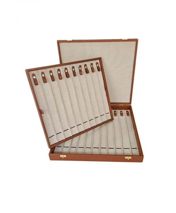 21li Iki Katlı Tesbih (ahşap Kasa) Deri Çanta& Kutu Taba 35x38 Cm