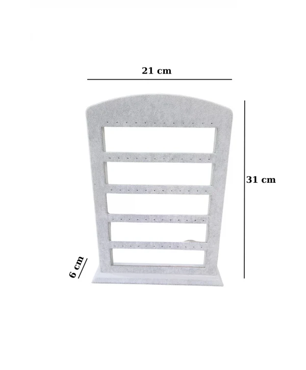 30lu 5 Basamaklı Süet Küpelik Standı Gri (21x31 cm)