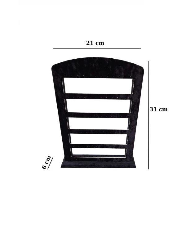 30lu 5 Basamaklı Süet Küpelik Standı Siyah (21x31 cm)