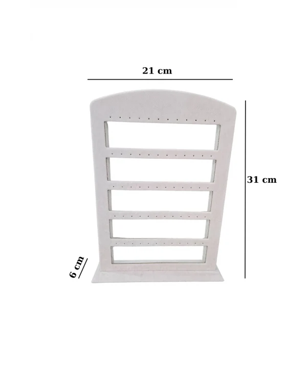 30lu 5 Basamaklı Süet Küpelik Standı Krem (21x31 cm)