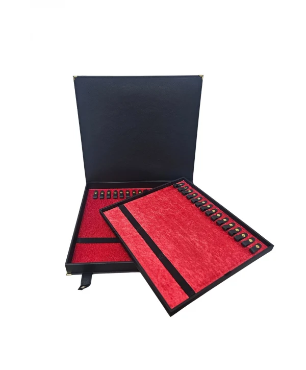 30 lu Tesbih Kutusu ve Çantası Siyah Deri (ÇıtÇıtlı) 34x38 cm