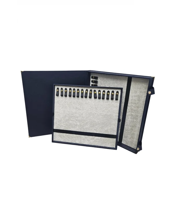 30 lu Tesbih Kutusu ve Çantası Lacivert Deri (ÇıtÇıtlı) 34x38 cm