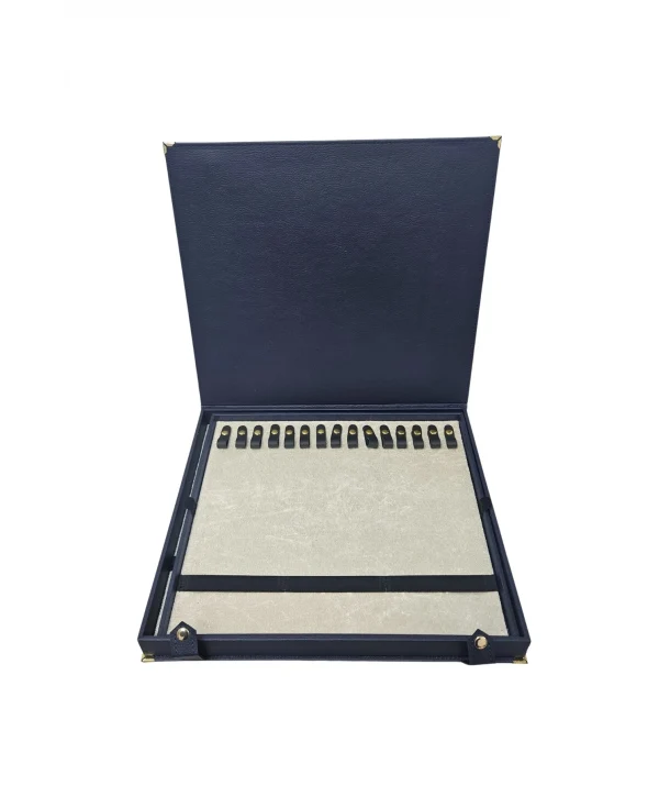 30 lu Tesbih Kutusu ve Çantası Lacivert Deri (ÇıtÇıtlı) 34x38 cm