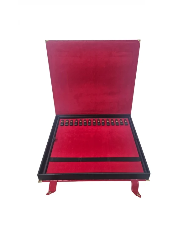 30 lu Tesbih Kutusu ve Çantası Kırmızı Süet(ÇıtÇıtlı) 34x38 cm