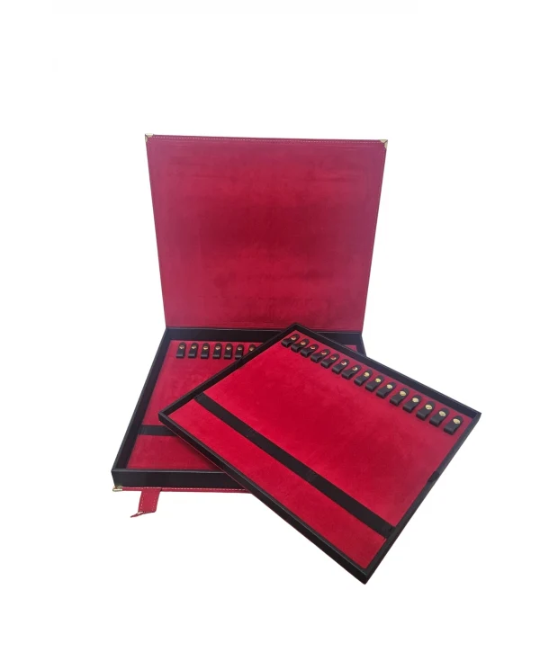 30 lu Tesbih Kutusu ve Çantası Kırmızı Süet(ÇıtÇıtlı) 34x38 cm