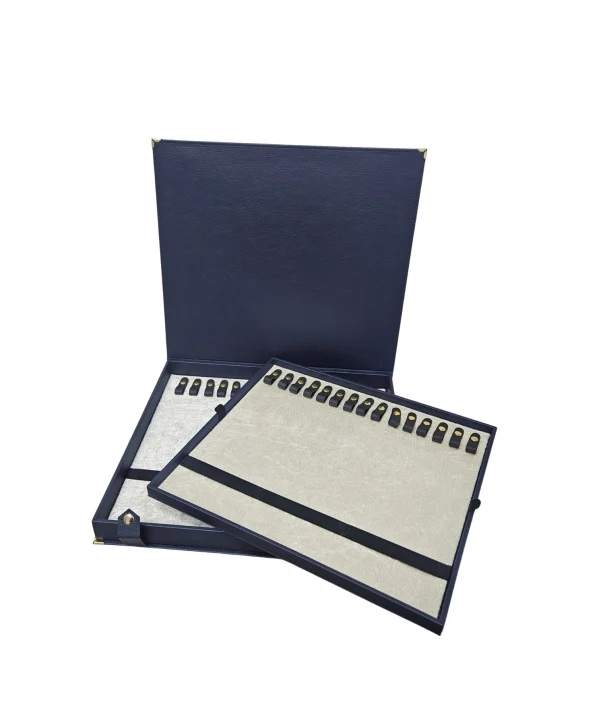 30 lu Tesbih Kutusu ve Çantası Lacivert Deri (ÇıtÇıtlı) 34x38 cm